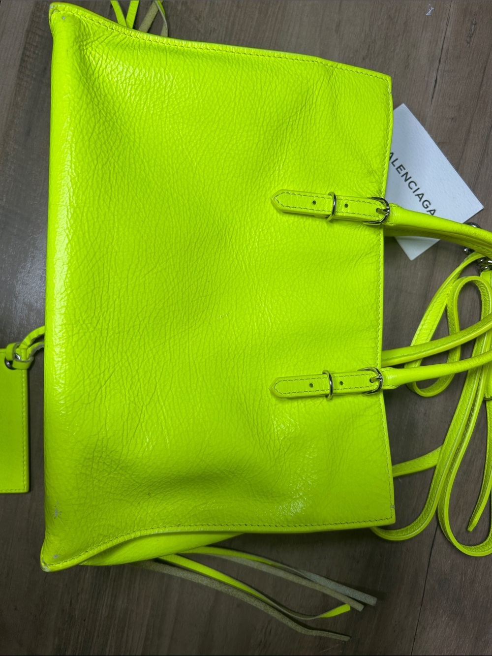 Balenciaga Neon Yellow Leather Tote Bag - Picture 6 of 11